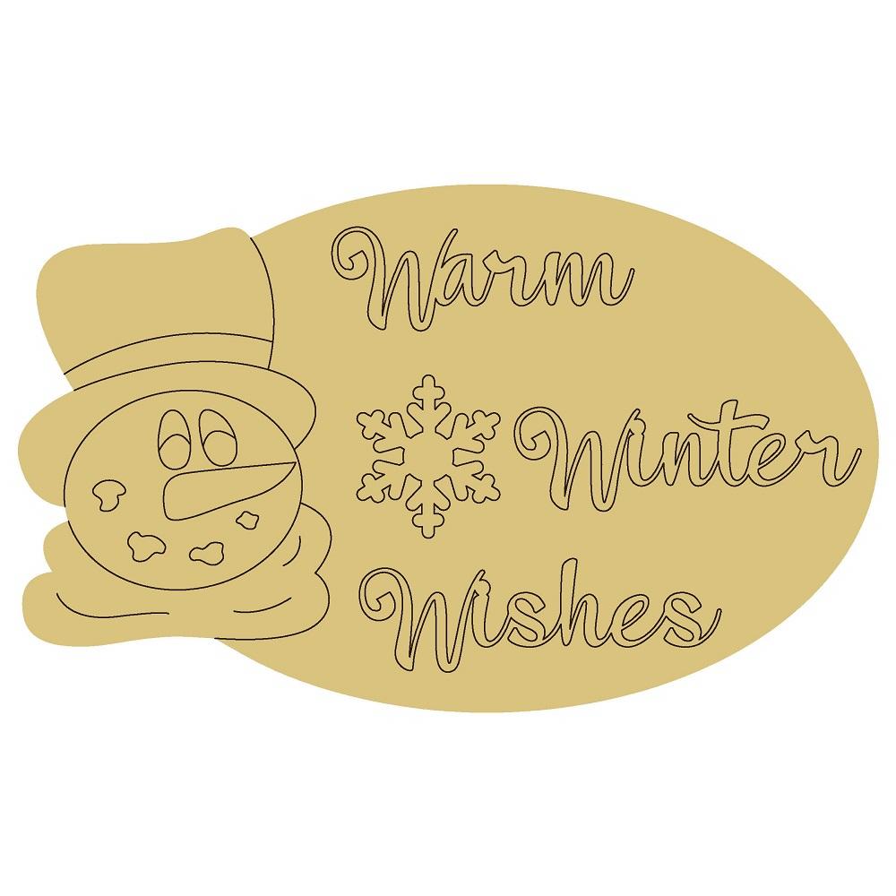 Design By Line Oval MDF Cutout Warm Winter Wishes - Unfinished For DIY