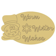 Design By Line Oval MDF Cutout Warm Winter Wishes - Unfinished For DIY