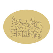 Design By Line Oval MDF Cutout Let It Snow Snowmen On Blocks With Tree - Unfinished For DIY
