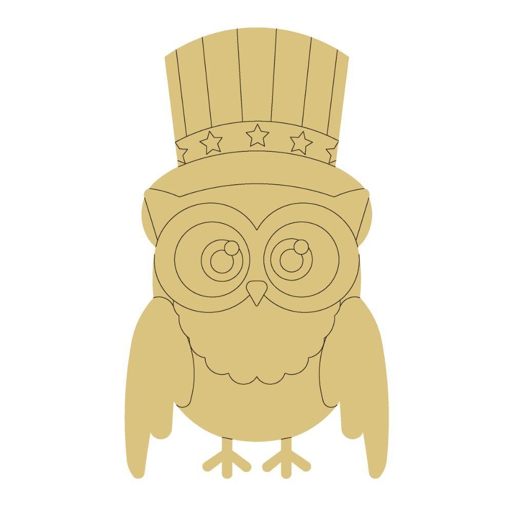 Design By Line Owl MDF Cutout Top Hat With Star Band - Unfinished For DIY