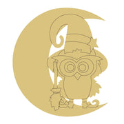 Design By Line Crescent Moon MDF Cutout Owl On Moon - Unfinished For DIY
