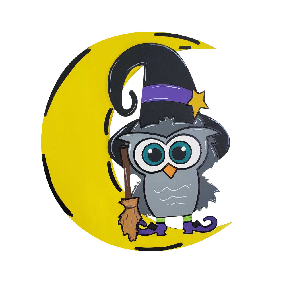 Design By Line Crescent Moon MDF Cutout Owl On Moon - Unfinished For DIY