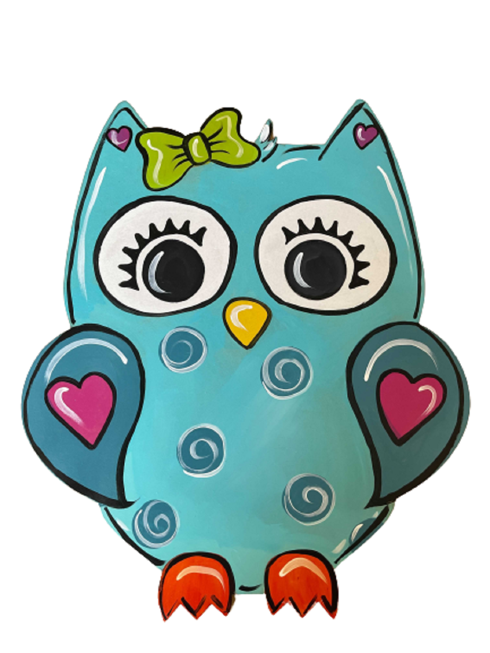 Design By Line Owl MDF Cutout  With Bow And Heart Accents - Unfinished For DIY