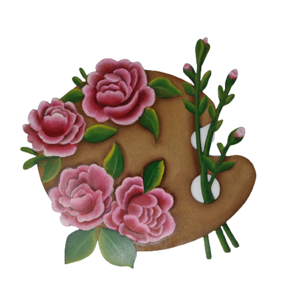Design By Line Paint Pallet MDF Cutout Floral Roses And Leaves - Unfinished For DIY