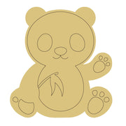 Design By Line Panda Bear MDF Cutout Silhouette With Leaf - Unfinished For DIY