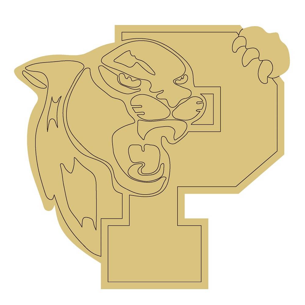 Design By Line Letter P MDF Cutout Panther - Unfinished For DIY