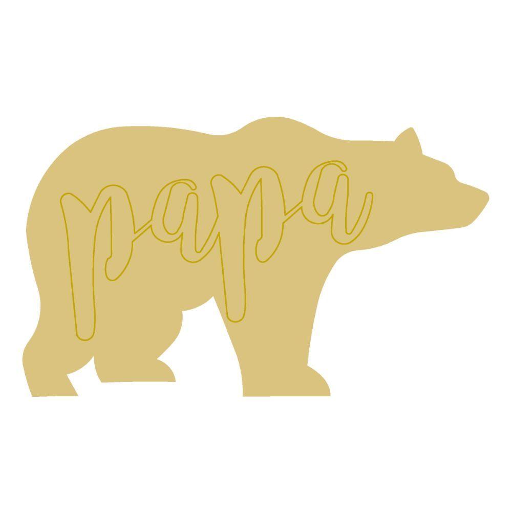 Design By Line Bear Silhouette MDF Cutout Nyu Script - Unfinished For DIY