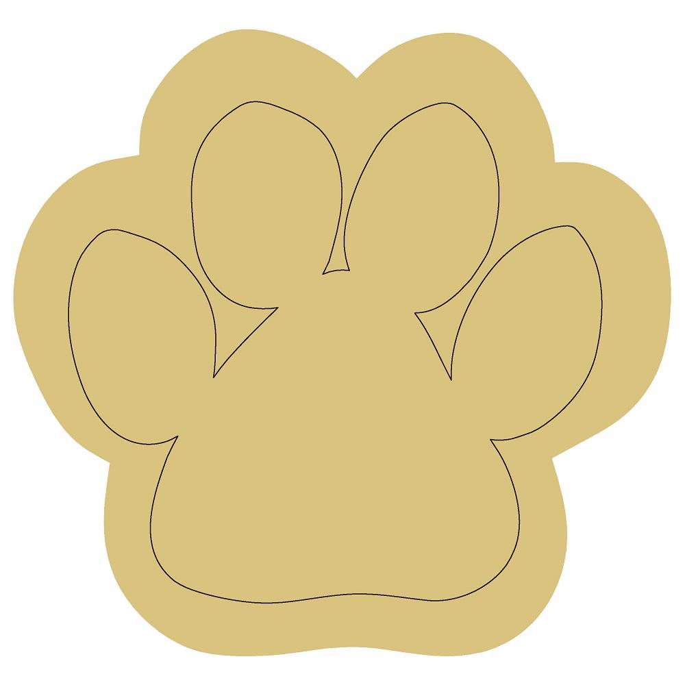 Design By Line Paw Print MDF Cutout Silhouette - Unfinished For DIY