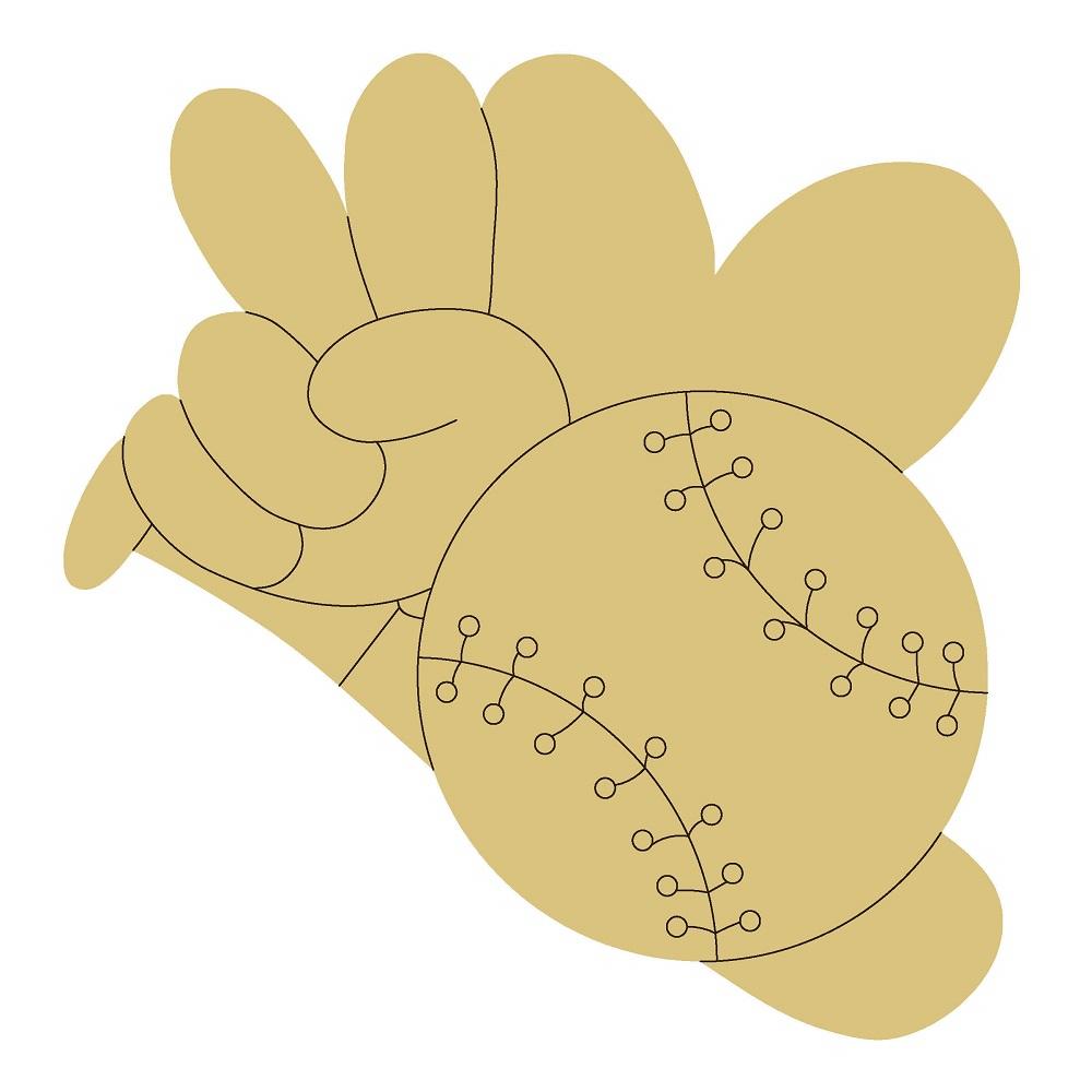 Design By Line Heart MDF Cutout Peace Love And Baseball - Unfinished For DIY