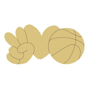 Design By Line Heart Hand MDF Cutout Peace Love Basketball - Unfinished For DIY