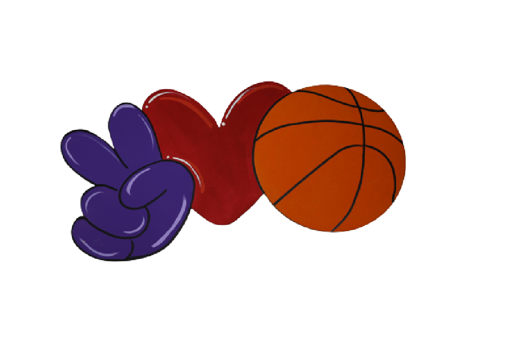 Design By Line Heart Hand MDF Cutout Peace Love Basketball - Unfinished For DIY