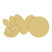 Design By Line Hand MDF Cutout Peace Sign Love Circle Silhouette - Unfinished For DIY