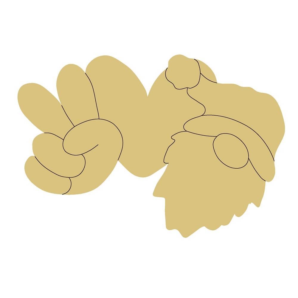 Design By Line Heart Silhouette MDF Cutout - Peace Sign Gnome - Unfinished For DIY