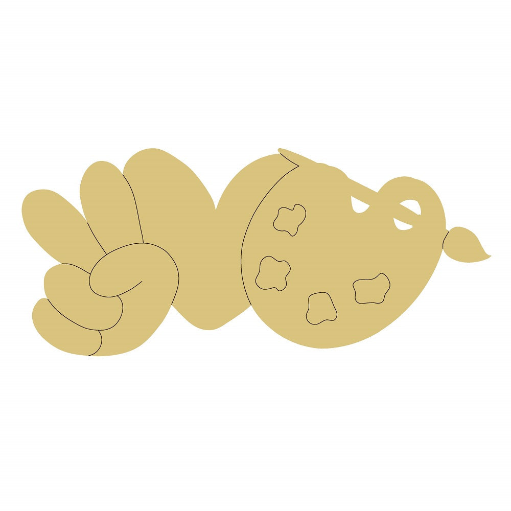 Design By Line Peace Sign MDF Cutout Hand With Cookie Silhouette - Unfinished For DIY