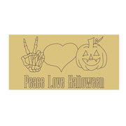 Design By Line Rectangle MDF Cutout Peace Love Halloween Skeleton Hand Heart Pumpkin - Unfinished For DIY