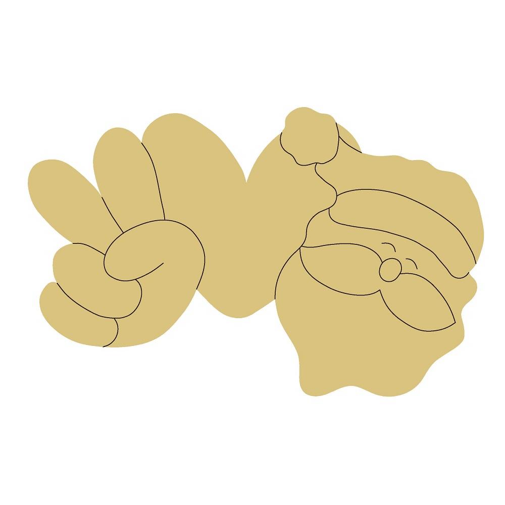 Design By Line Heart MDF Cutout Peace Love Santa Silhouette - Unfinished For DIY