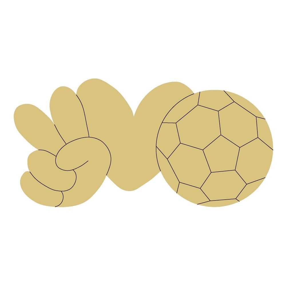 Design By Line Heart Hand MDF Cutout Peace Love Soccer - Unfinished For DIY