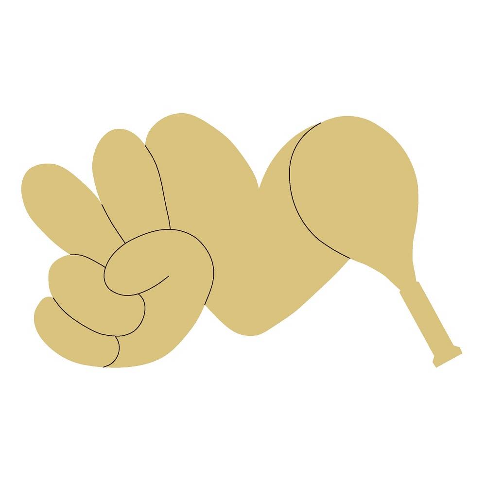 Design By Line Heart MDF Cutout Peace Love Tennis Silhouette - Unfinished For DIY