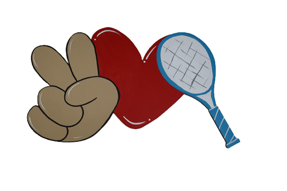 Design By Line Heart MDF Cutout Peace Love Tennis Silhouette - Unfinished For DIY