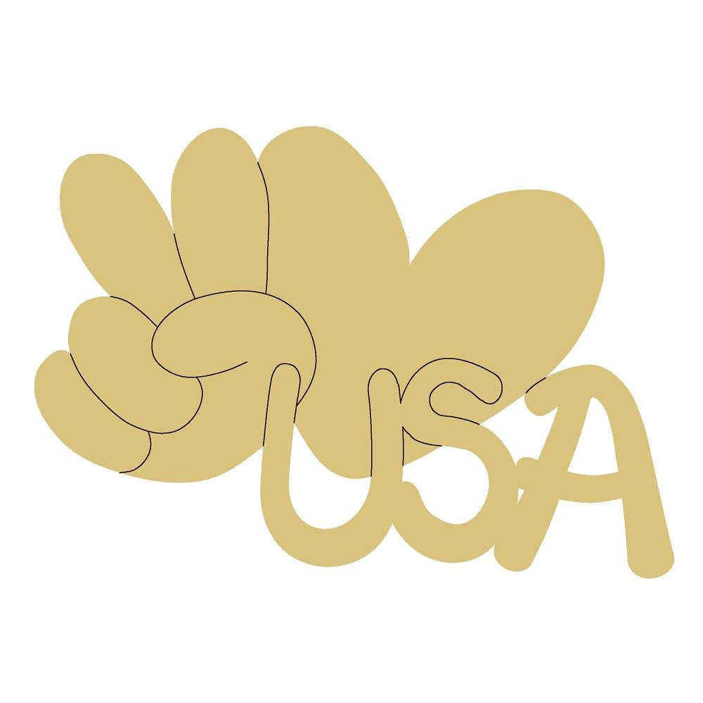 Design By Line Heart MDF Cutout Peace Love USA - Unfinished For DIY
