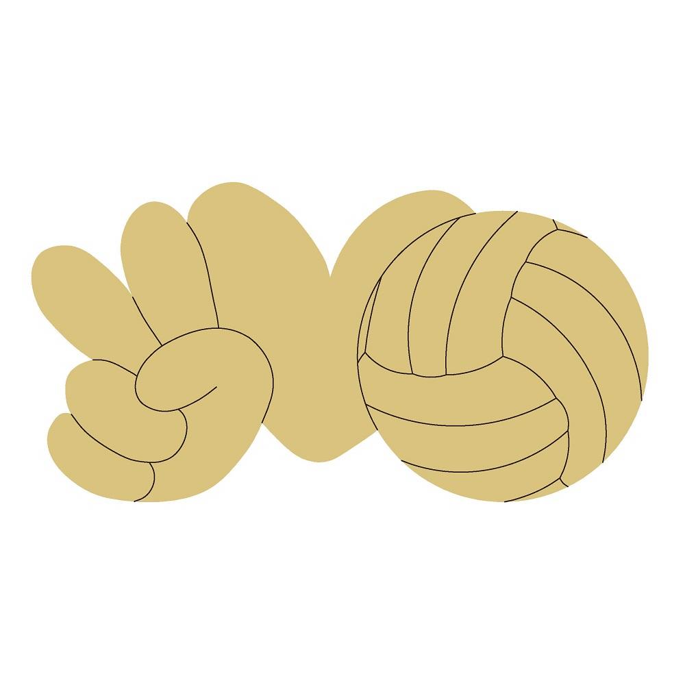 Design By Line Heart MDF Cutout Peace Love Volleyball - Unfinished For DIY