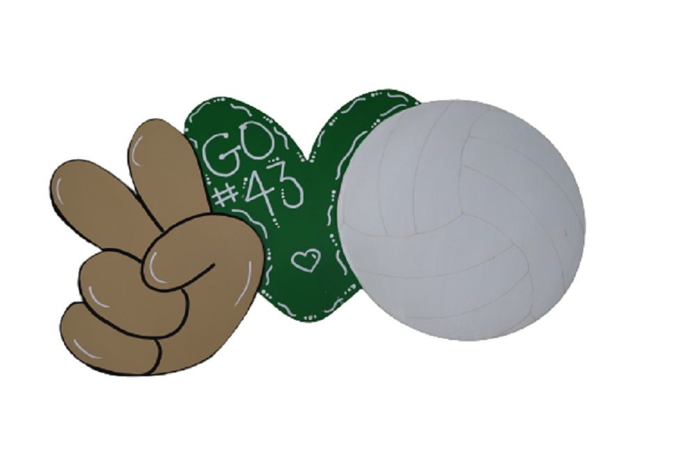Design By Line Heart MDF Cutout Peace Love Volleyball - Unfinished For DIY