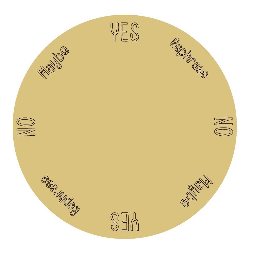 Design By Line Round MDF Cutout Decision Wheel With Yes No Maybe Rephrase Perhaps - Unfinished For DIY