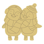 Design By Line Penguin Duo MDF Cutout Hugging With Scarves - Unfinished For DIY