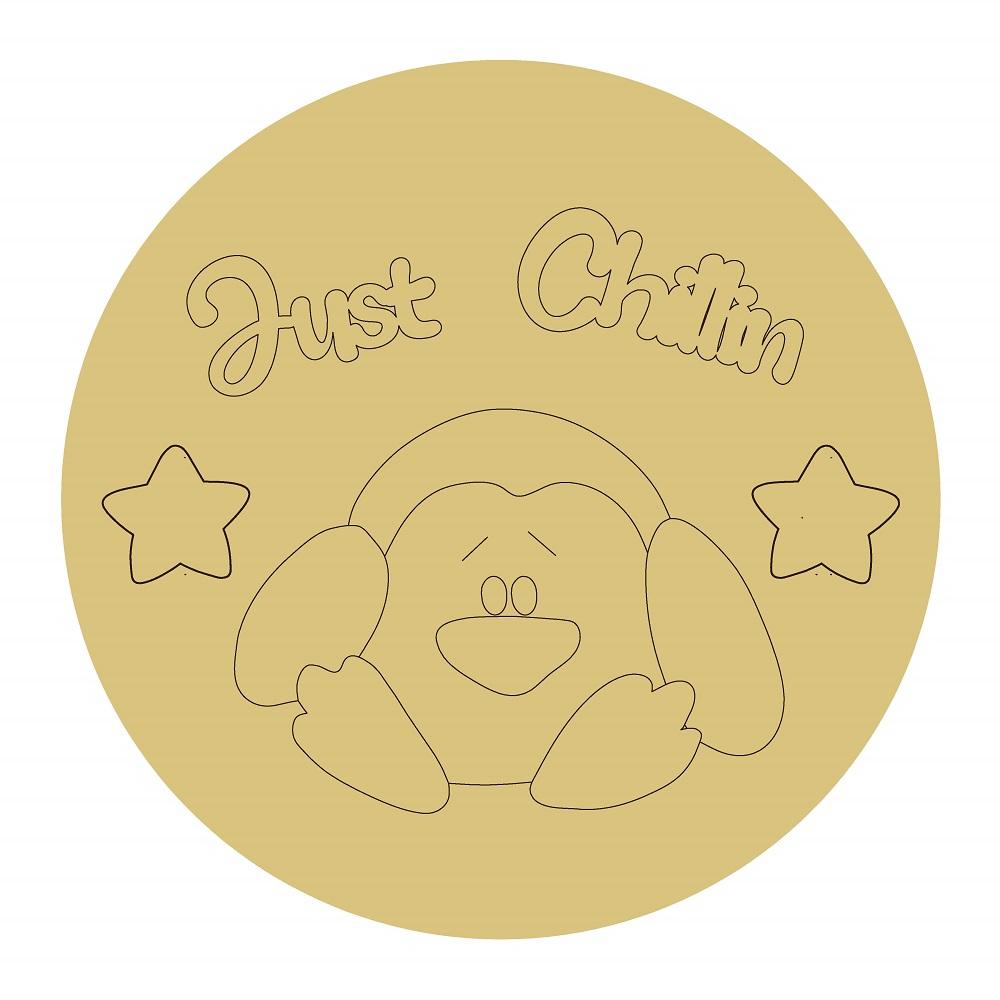 Design By Line Round MDF Cutout Just Chillin Penguin - Unfinished For DIY