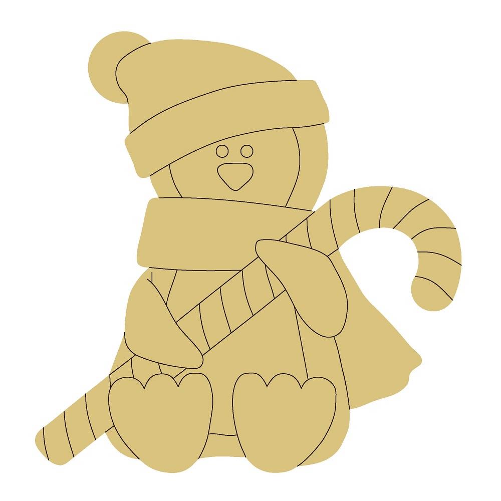 Design By Line Penguin MDF Cutout Wearing Scarf And Beanie - Unfinished For DIY