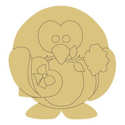 Design By Line Penguin MDF Cutout WIth Box of Candy and Flowers - Unfinished For DIY