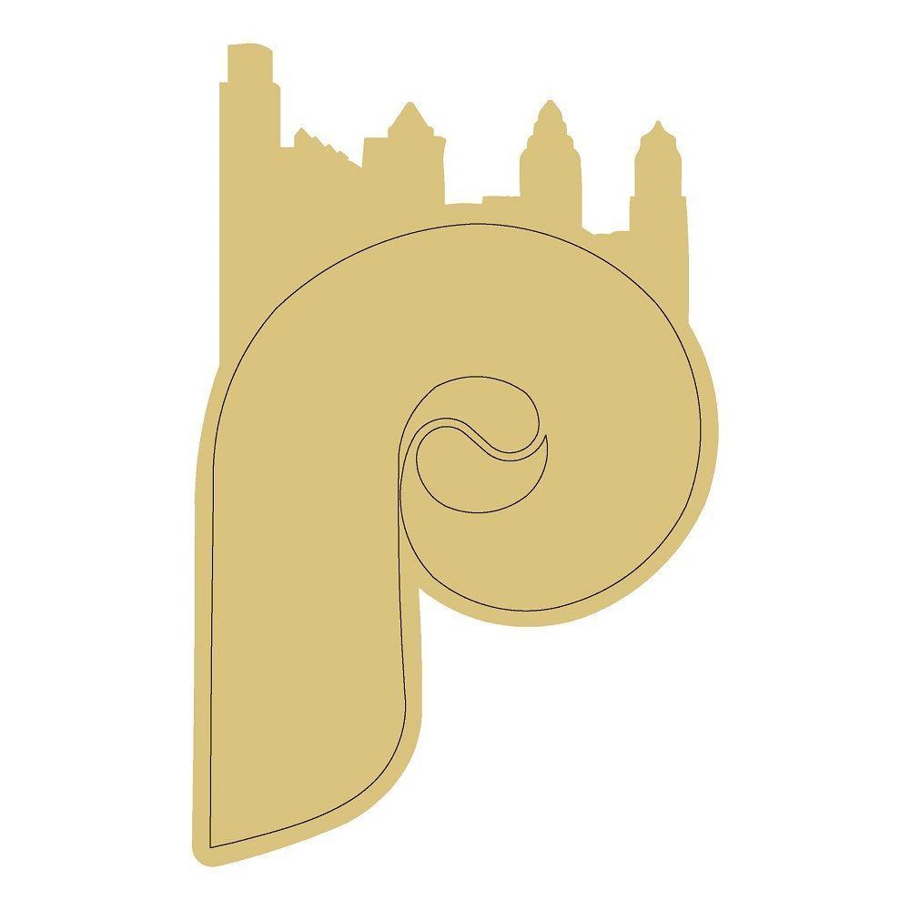Design By Line P-Shaped MDF Cutout Philadelphia Skyline Silhouette - Unfinished For DIY