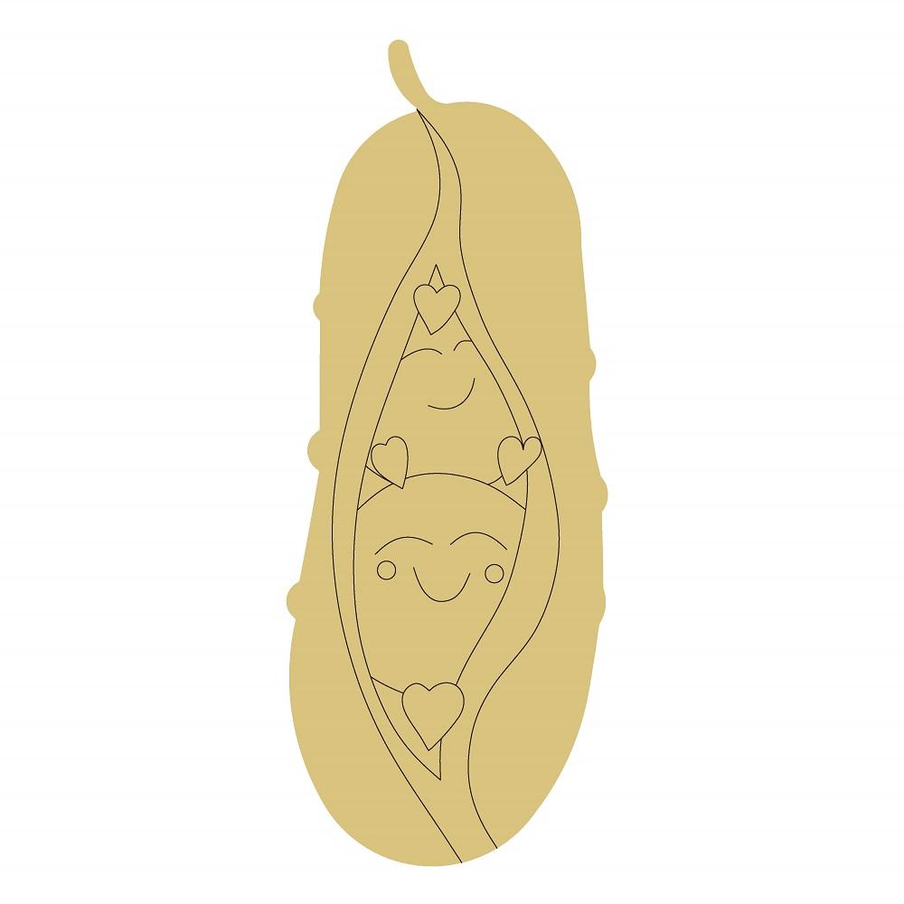 Design By Line Pickle MDF Cutout Baby In Pod With Hearts Silhouette - Unfinished For DIY