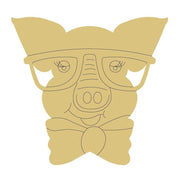 Design By Line Pig Head MDF Cutout Glasses And Bow Tie - Unfinished For DIY