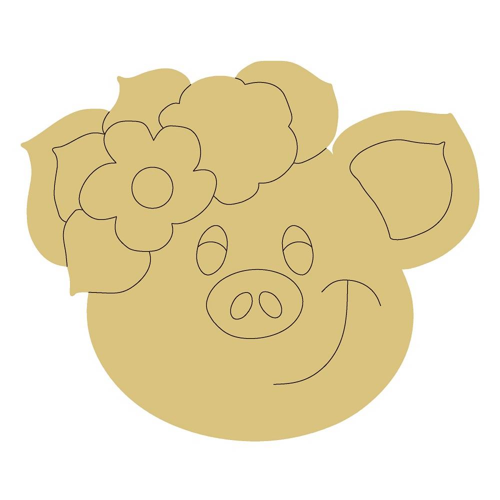 Design By Line Pig Head MDF Cutout Floral Crown - Unfinished For DIY