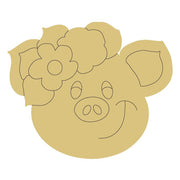 Design By Line Pig Head MDF Cutout Floral Crown - Unfinished For DIY