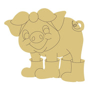 Design By Line Pig MDF Cutout Booted Silhouette - Unfinished For DIY