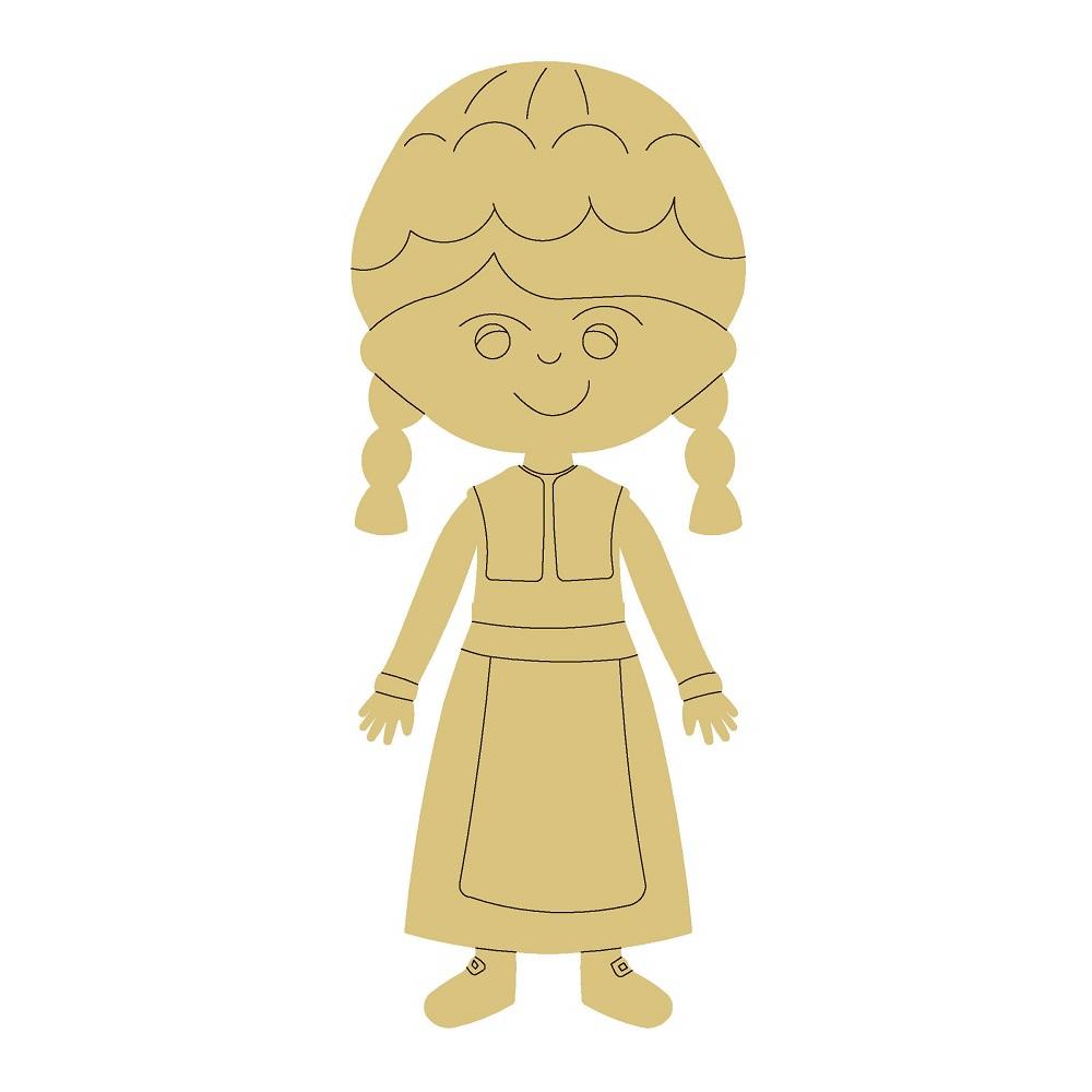 Design By Line Pilgrim Girl MDF Cutout Silhouette - Unfinished For DIY