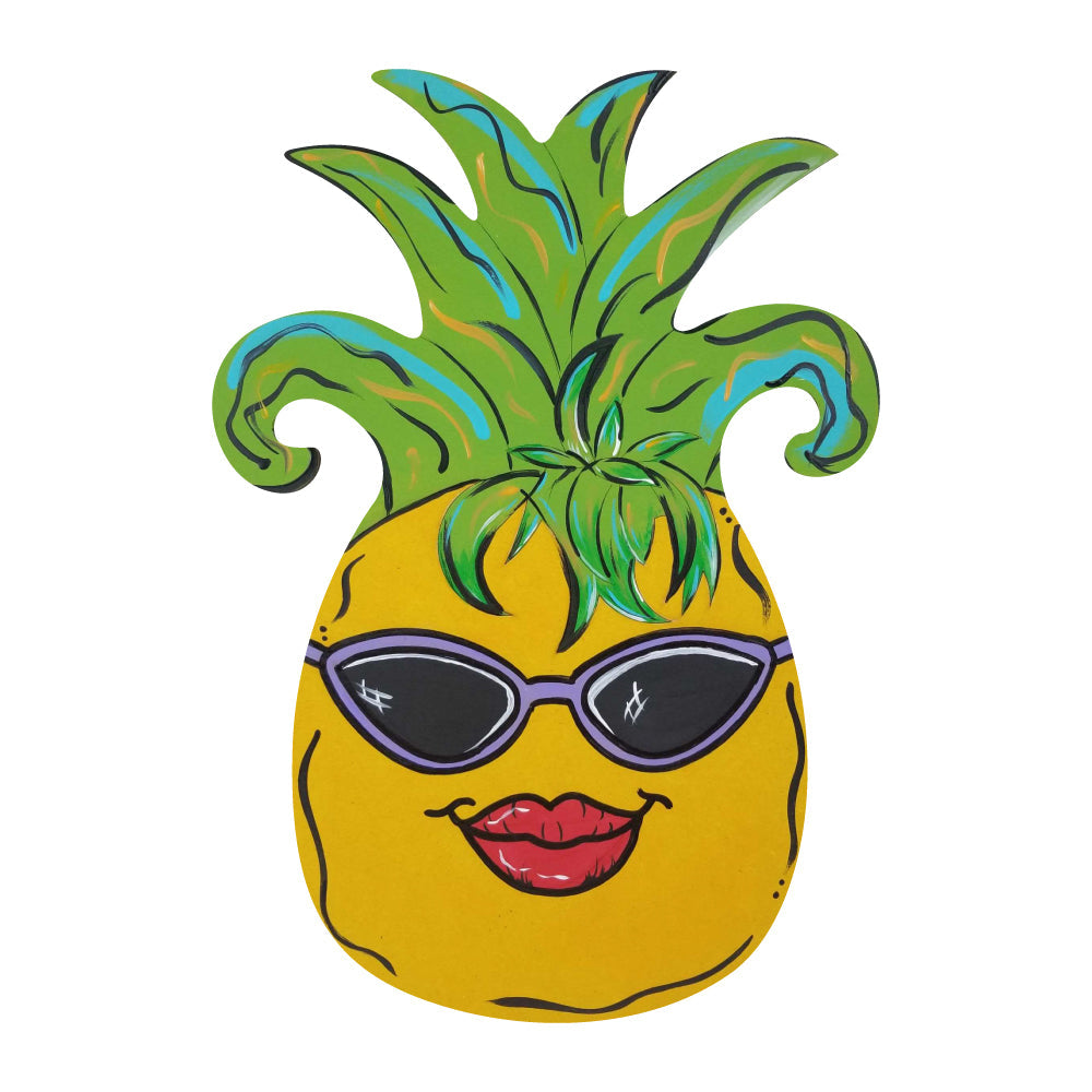 Design By Line Pineapple MDF Cutout Face With Sunglasses And Lips - Unfinished For DIY