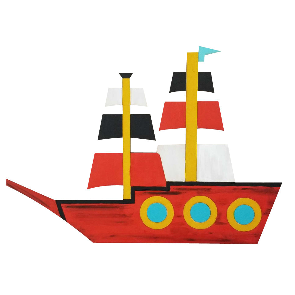 Basic Shape Pirate Ship MDF Cutout Silhouette Style 2 - Unfinished For DIY