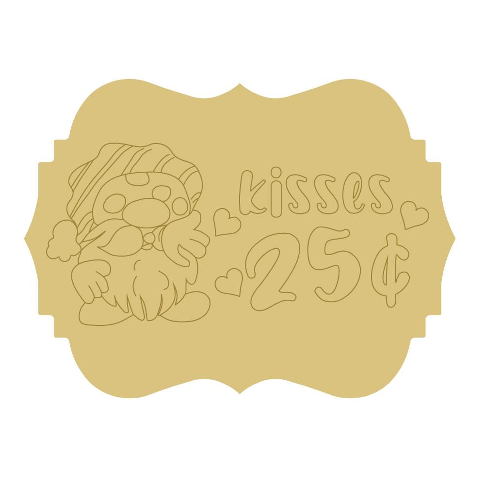 Design By Line Plaque MDF Cutout Kisses 25¢ With Hearts - Unfinished For DIY