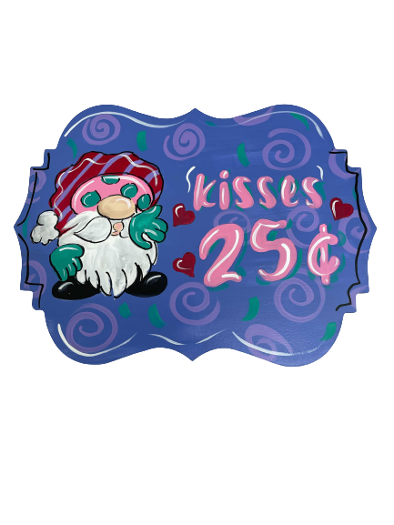 Design By Line Plaque MDF Cutout Kisses 25¢ With Hearts - Unfinished For DIY