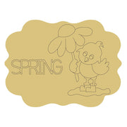 Design By Line Plaque MDF Cutout Spring Chick With Flower - Unfinished For DIY