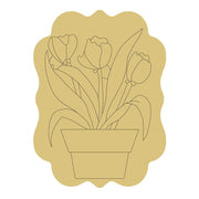 Design By Line Scalloped Plaque MDF Cutout Tulips In Pot - Unfinished For DIY
