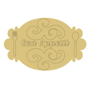 Design By Line Oval Plaque MDF Cutout Bon Appetit - Unfinished For DIY