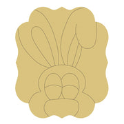 Design By Line Scalloped Plaque MDF Cutout Rabbit On Plaque - Unfinished For DIY