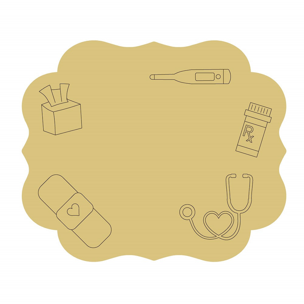 Design By Line Plaque MDF Cutout Medical Supplies - Unfinished For DIY