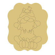 Design By Line Scalloped Frame MDF Cutout Gnome With Pumpkins - Unfinished For DIY