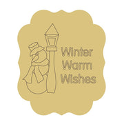Design By Line Scalloped Plaque MDF Cutout Winter Warm Wishes - Unfinished For DIY