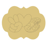 Design By Line Peace Sign Hand MDF Cutout Peace Sign Hand With Palette - Unfinished For DIY